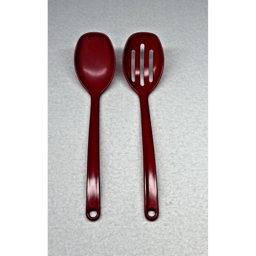 Trudeau Red Solid Slotted Serving Spoon Set of 2 Hollinger Design 2532